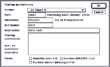 preferences dialog box