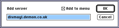 Additional server dialog