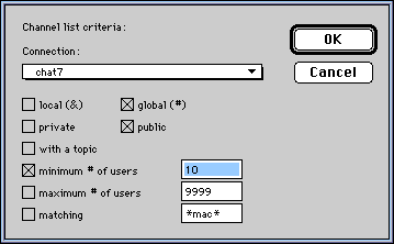 List dialog box